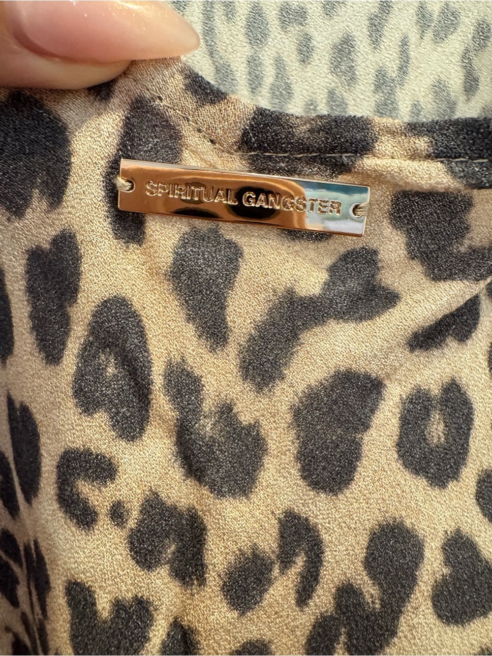 Spiritual Gangster Leopard Print Slip Maxi Dress - Tan/Black medium like new - Picture 3 of 5